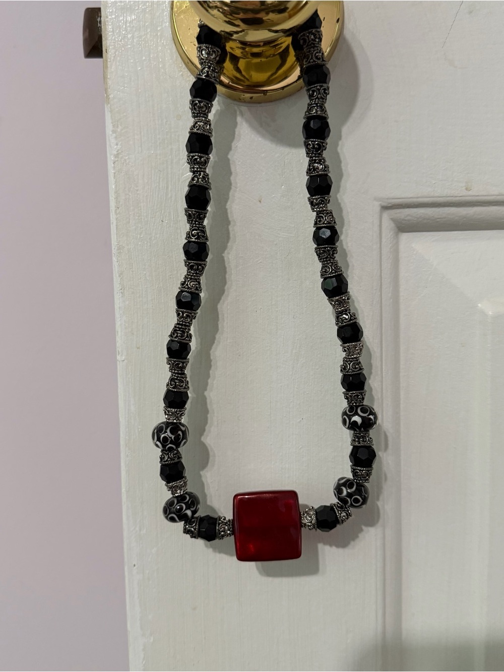 Black and Red Beaded Statement Necklace